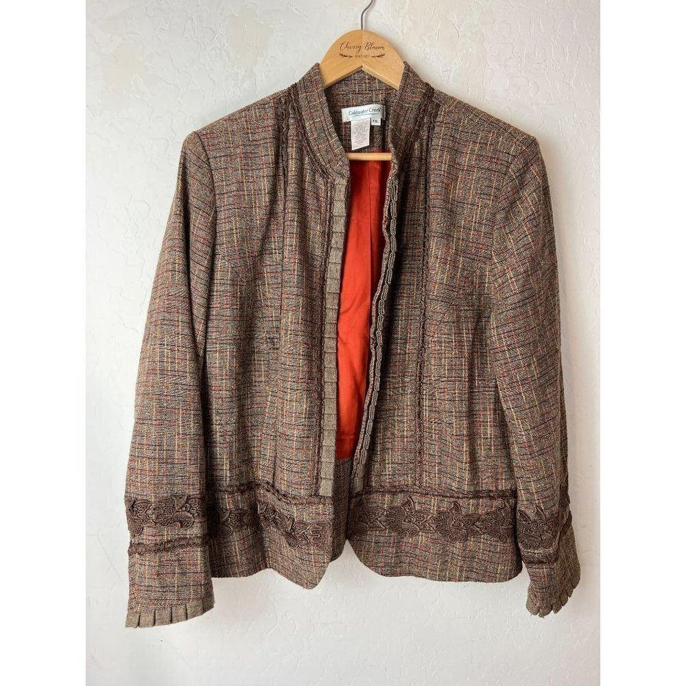 Coldwater Creek PXL Brown Plaid Tweed Blazer Gorgeous